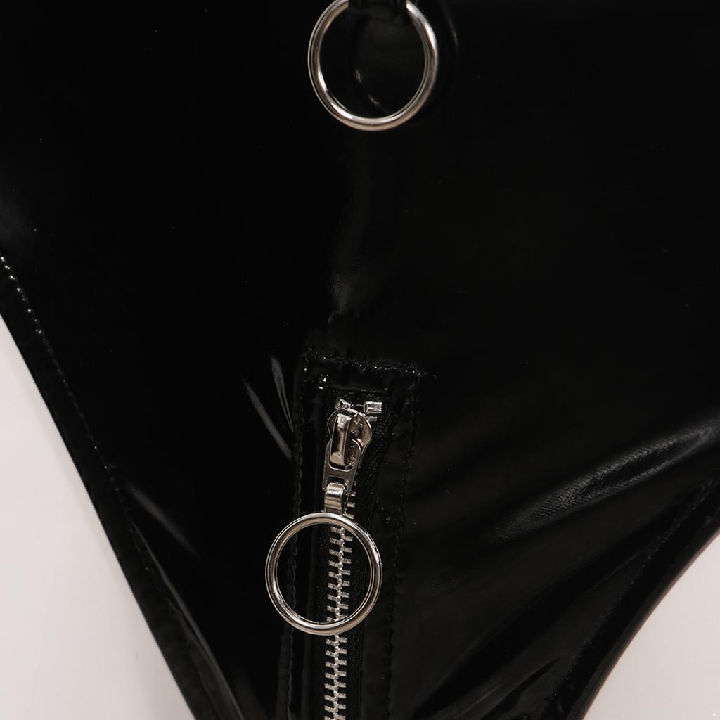 Женские трусы из лакированной кожи с застежкой-молнией O-образного сечения и заниженной талией для сценического костюма