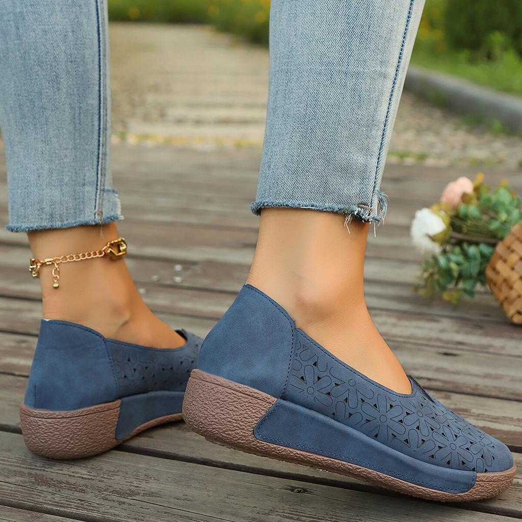 Летняя модная женская повседневная обувь на полом однотонном каблуке с толстой подошвой, дышащая модная женская обувь