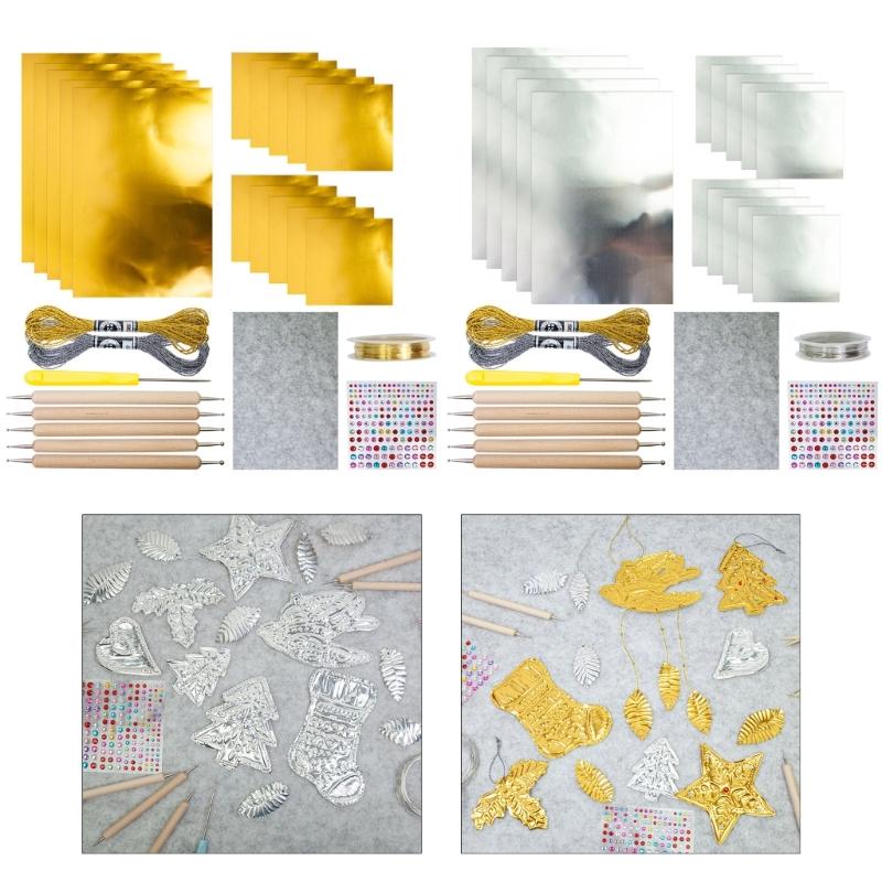 Набор праздничных украшений из фольги ручной работы, тисненые фольгированные рождественские украшения для дома и офиса, рождественская елка