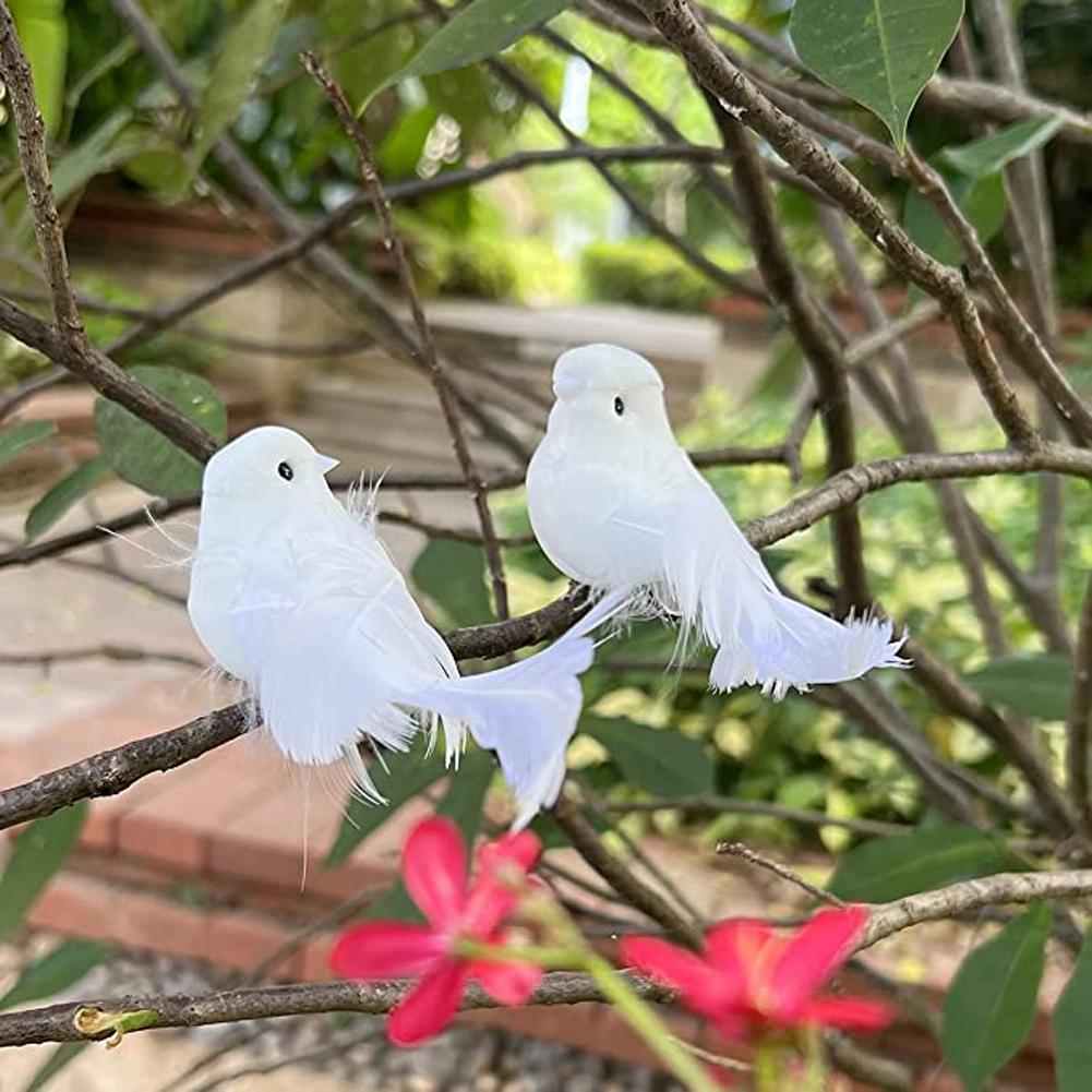 12pcs Artificial Feathered Pigeons Ornament Simulation Foam Decorative Birds For Wedding Craft Decoration