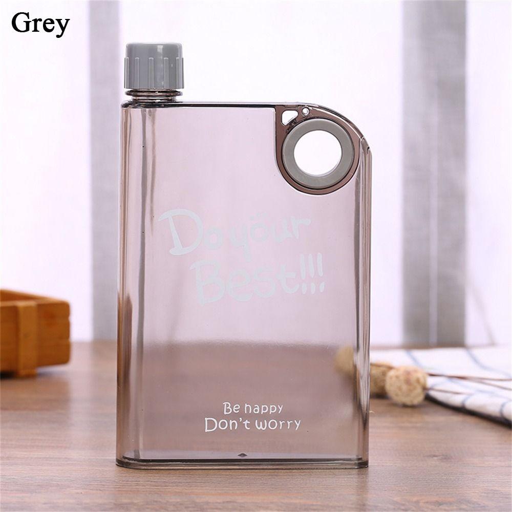 Travel Transparent Sports Flat Water Bottle Juice Cup Drink Bottle Plastic