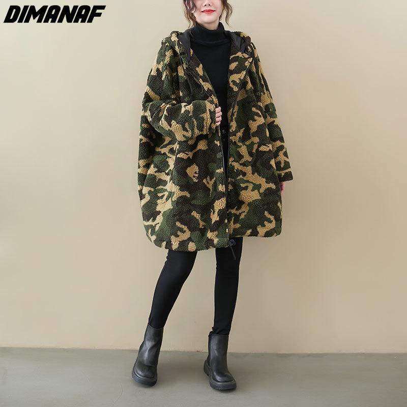 DIMANAF Женские пальто Новые большие размеры Зимние новые кашемировые куртки Пальто Парка с рождественским узором и принтом Дизайн Теплая флокированная верхняя одежда больших размеров