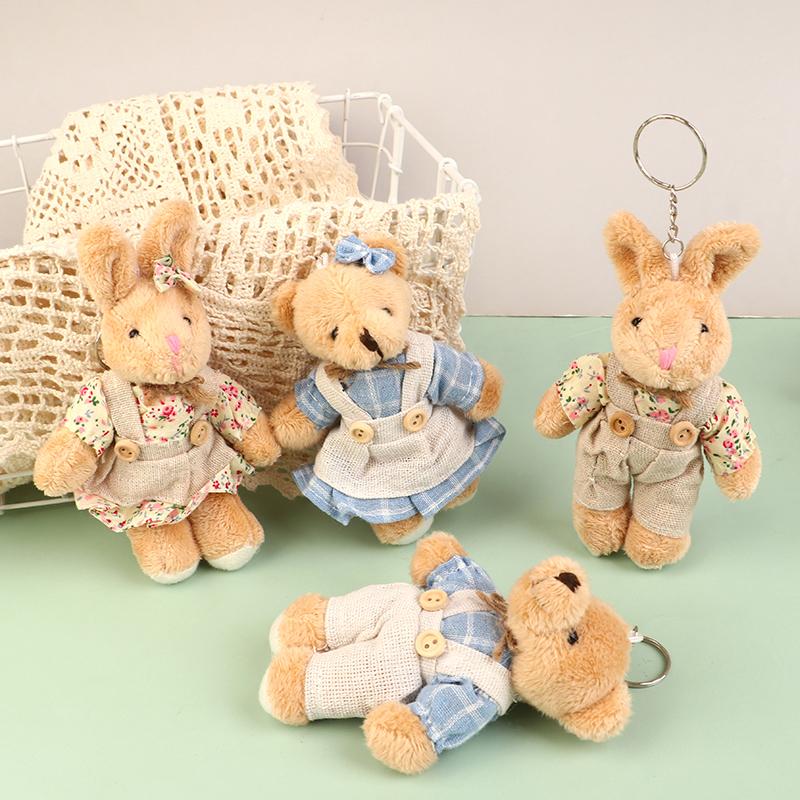 Милая одежда, медведь, плюшевая игрушка, мультяшный кролик, кулон, мягкая кукла, брелок, рюкзак, автомобильная сумка, кольцо для ключей, декор, подарок для ребенка