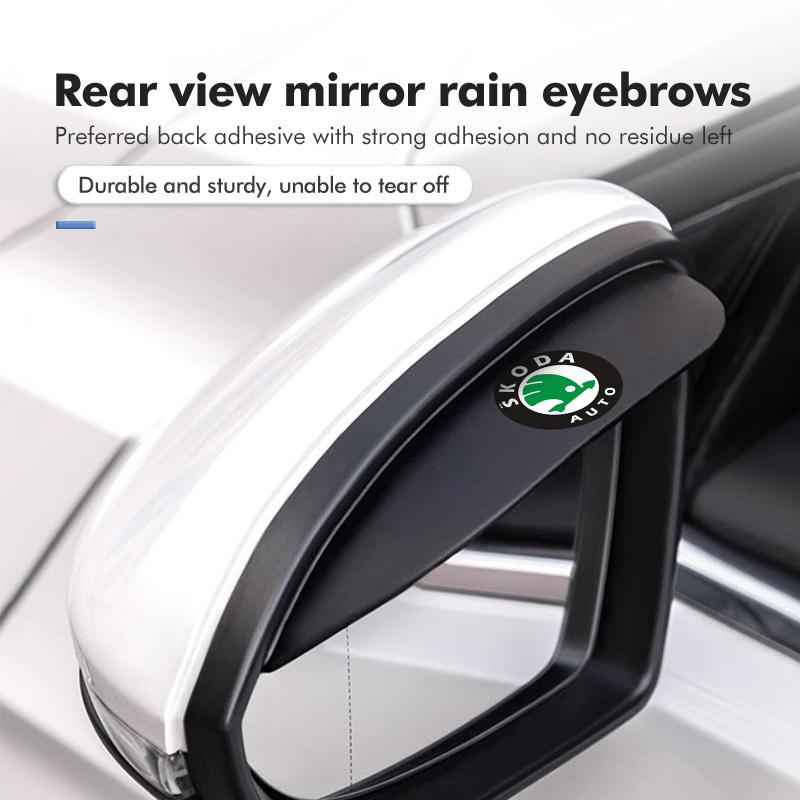 VIJT4 For Skoda PVC Car Rearview Mirror Eyebrow Rain Visor Sun Shade Rainproof Cover Kamiq Karoq Octavia 2 3 Rapid Scala Kami Fabia