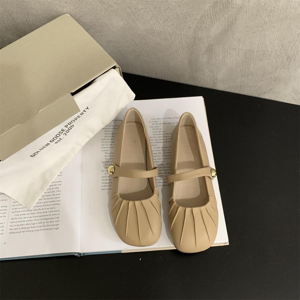 Women Vintage Mary Jane Shoes Leather Flats Dress Shoe New Autumn Shallow Soft Soles Leather Shoes Casual Buckle Shoes Footwear