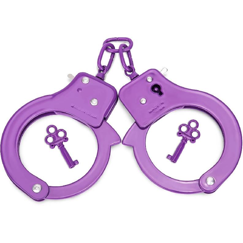 Metal toy handcuffs Police handcuffs Children's toy handcuffs(Black)