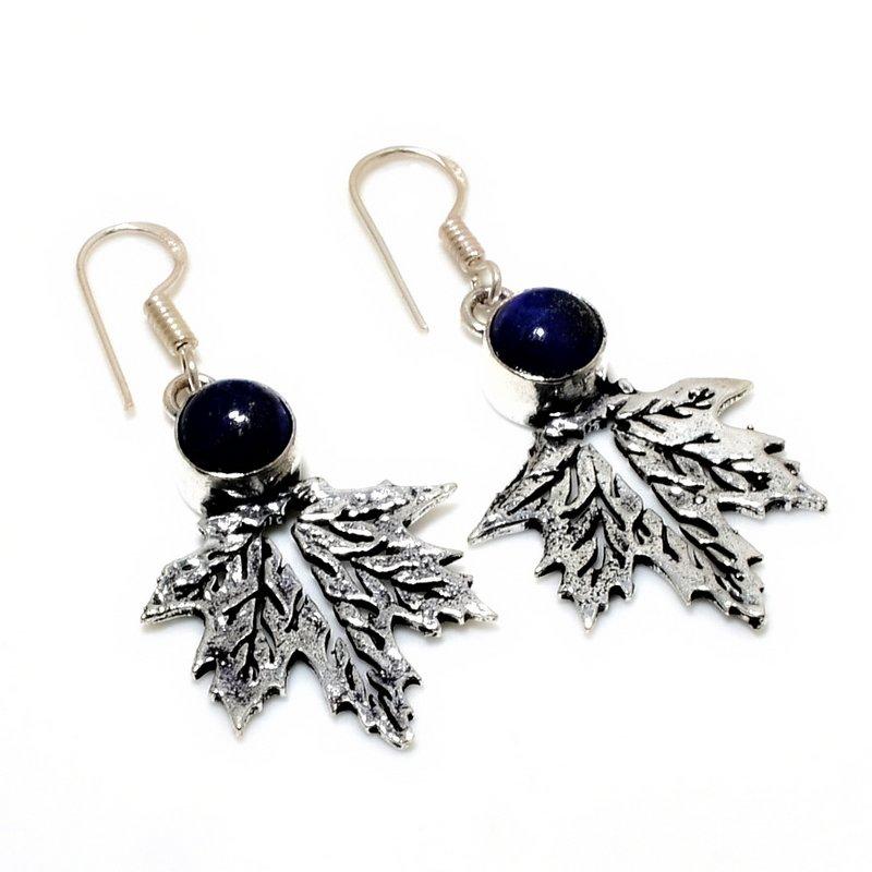 Ювелирные серьги ручной работы с драгоценным камнем лазурит 925 пробы, посеребренные, 1,89 дюйма