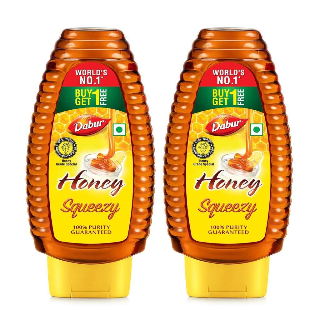 Dabur 2 X Honey Squeezy 400gm – 100% Pure Natural Honey, Immunity Booster, Fitness & Health, Antioxidant-Rich