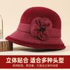 Middle-aged Hat Women's Winter Mink Warm Bucket Hat Mother Autumn and Winter Versatile Flower Top Hat British Fashion Pot Hat
