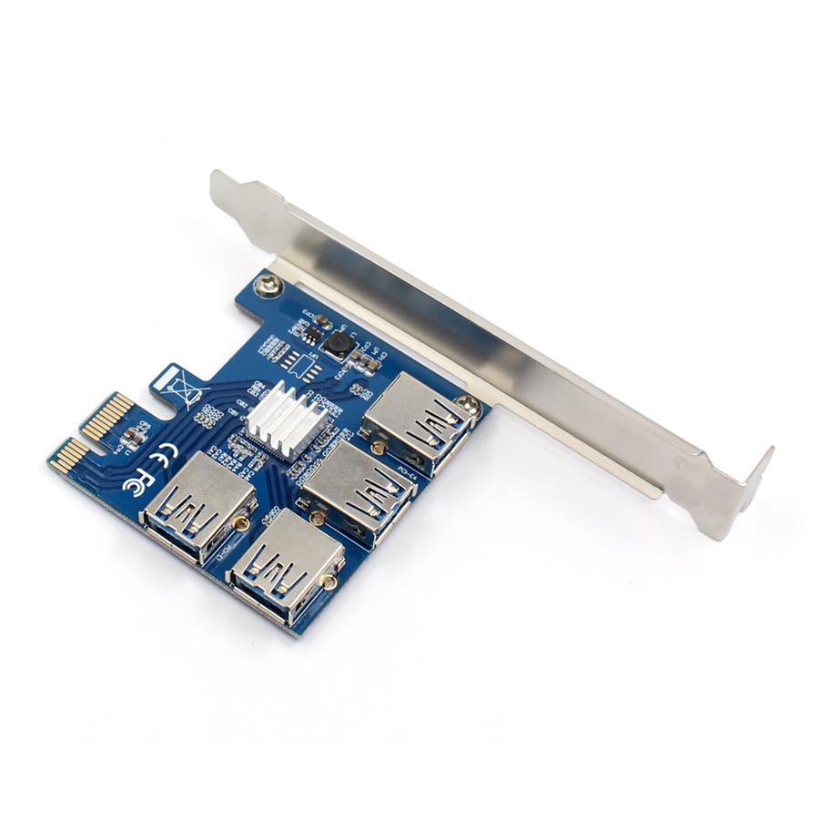 1 шт. Карта-райзер PCI Express 1-to-4 PCIe с портом USB 3.0, адаптер-разветвитель