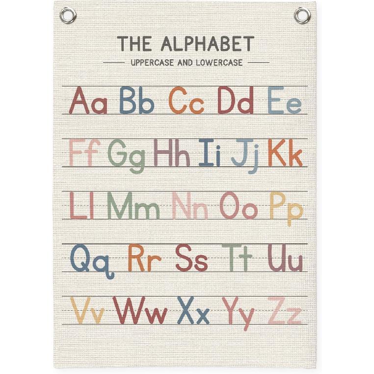 Toddler Room Decor,Alphabet ABC Poster Canvas Banner,Nursery Wall Decor,Boho ABC Poster Wall Hanging Pennant Flag for Kids Nursery,Toddler