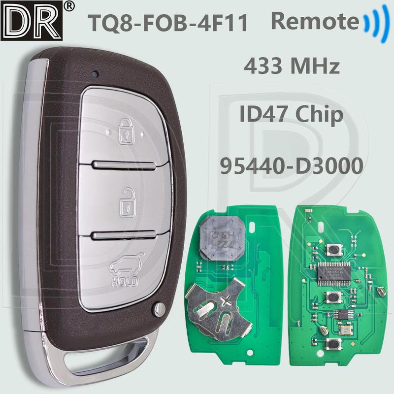 DR TQ8-FOB-4F11 95440-D3000 ID47 Chip 433MHz Proximity Car Remote Key For Hyundai Tucson 2014 2015 2016 2017 2018