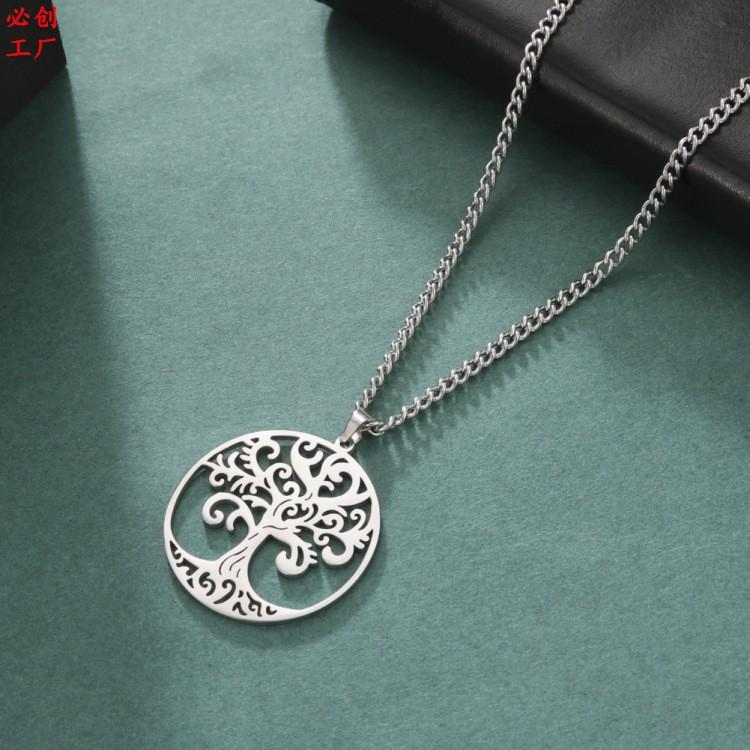 Fashion Life of Tree Necklace Stainless Steel Real Gold Electroplating Non-fading Pendant Jewelry