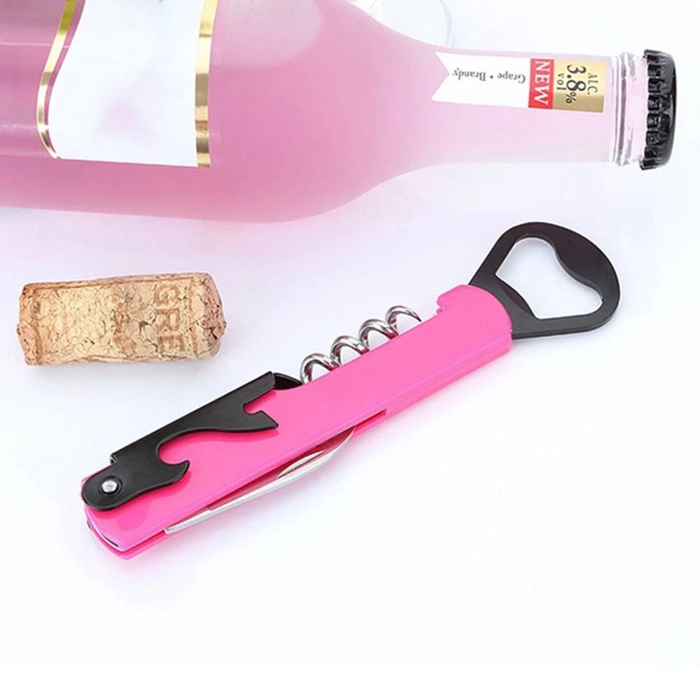 1Pcs Steel Metal With Plastic Handle Home Party Multifunctional Wine Opener Beer Bottle Cap Opener Corkscrew Corkscrew Stainless