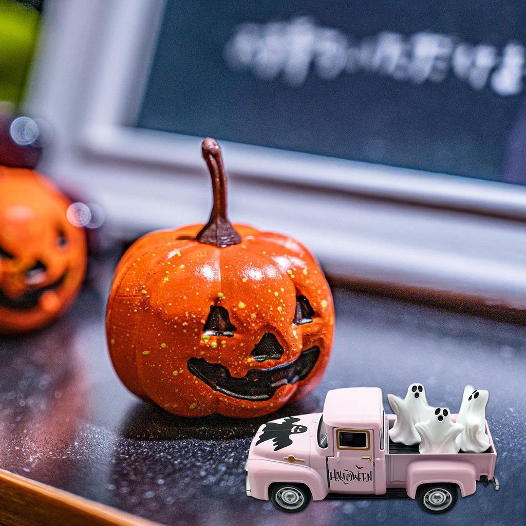 Vintage Halloween Alloy Truck Model with Ghostly Figurines Vehicle Collectible Ornament Farmhouses Home Office Decors