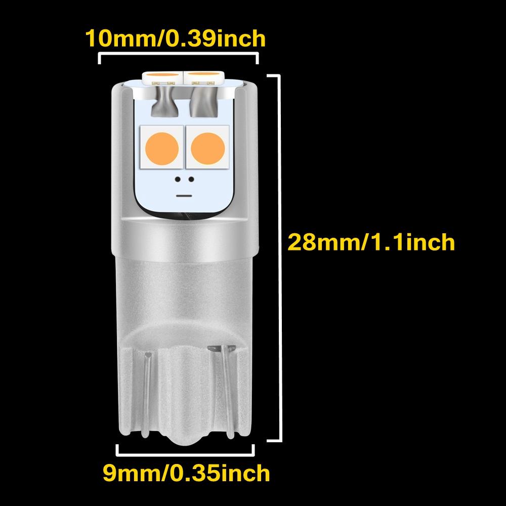 2PCS T10 LED W5W Led Bulbs Super Bright Car Parking Lights Auto Interior Dome Reading Lamp WY5W Turn Side Bulb Warm White Yellow Bulbs 7