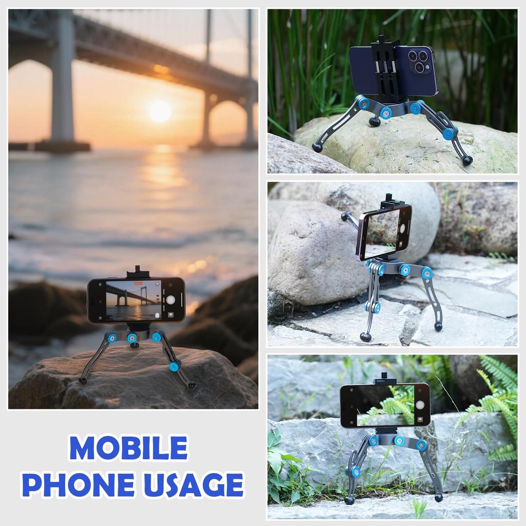 Jialefu Гибкий алюминиевый штатив-трансформер, совместимый с и весом 2 кг, портативный настольный штатив для камеры для путешествий, видео и селфи-палка-штатив,