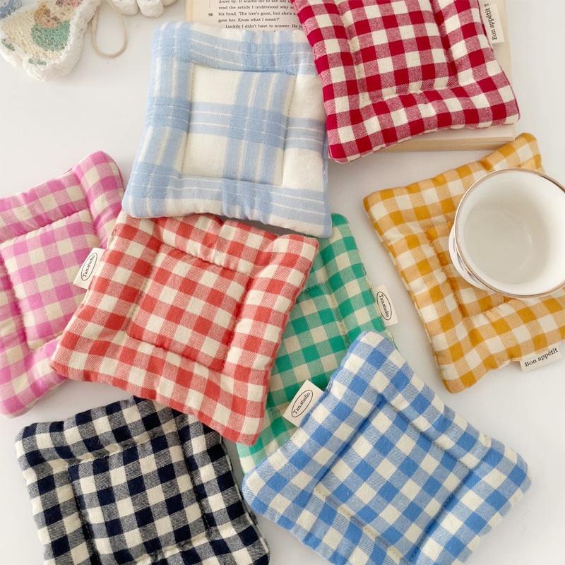 1 шт. подставка под приборы самодельные подставки под стол декор в клетку квадратная чашка кухонные принадлежности 15x15 см изоляционный коврик