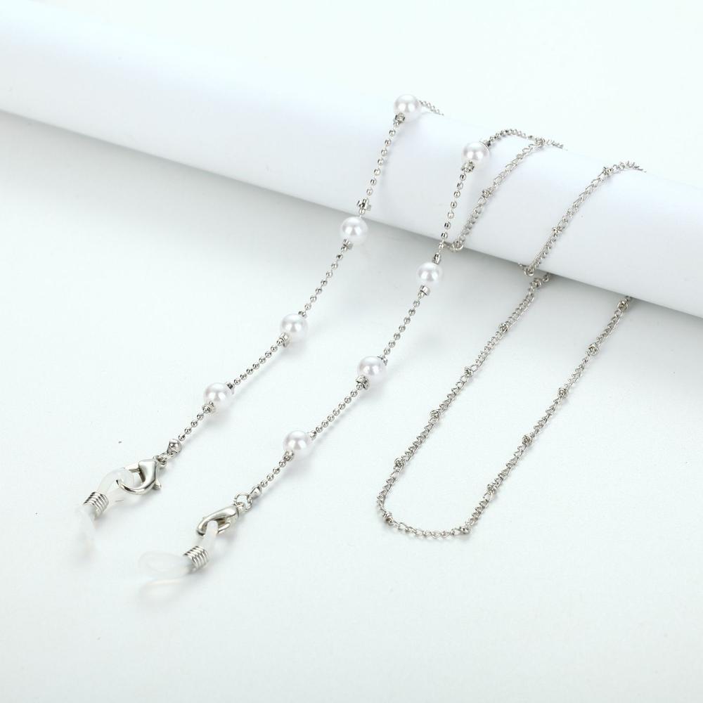 Metal Hangs Disc Neck Pearl Silver Color Sunglasses Chain Mask Lanyard Mask Holder Glasses Chain