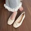 Single Shoes Women's New Spring and Autumn Flat Bottom Shallow Mouth Ladyshoes Mary Jane Shoes Ballet Low Heel Gentle Evening Shoes