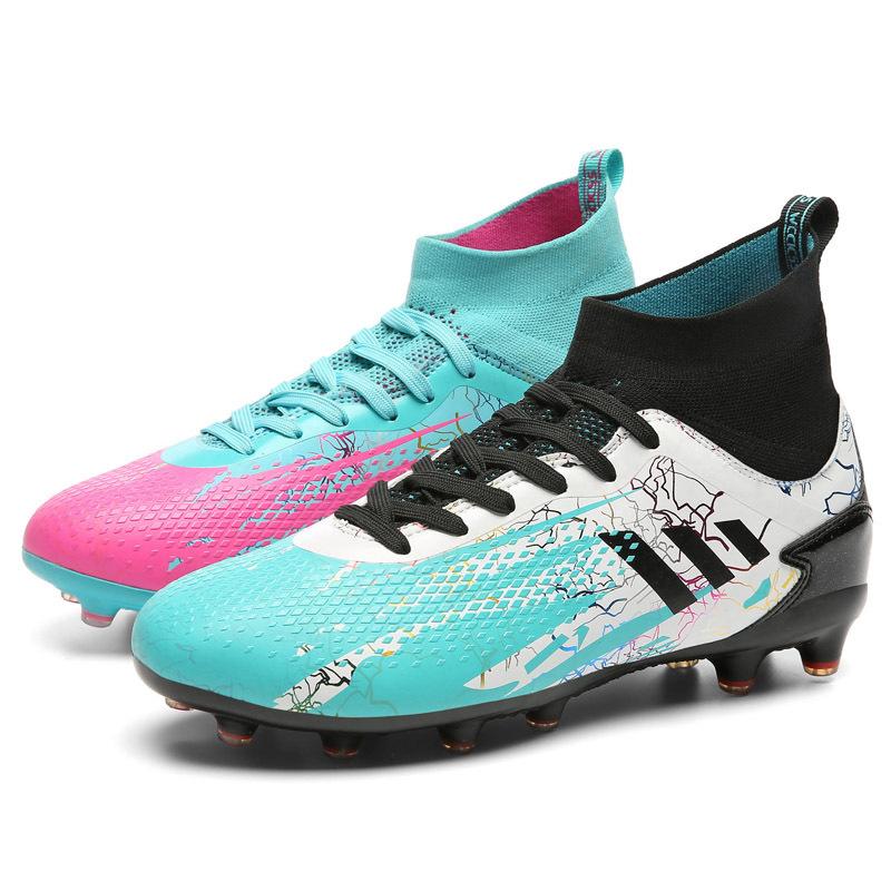 Новые бутсы с высоким верхом, мужские AG длинные шипы искусственный газон TF шиповки для тренировок детские мужские и женские кроссовки