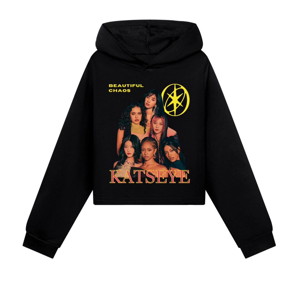 5346 Детские толстовки с длинными рукавами и принтом KATSEYE для девочек, осенне-зимние, повседневные