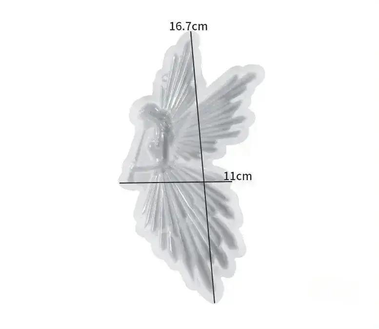 Crystal Drop Glue DIY Angel Mold Handmade Creative Symmetrical Left And Right Blowing Flute Wings Fairy Mirror Silicone Mold