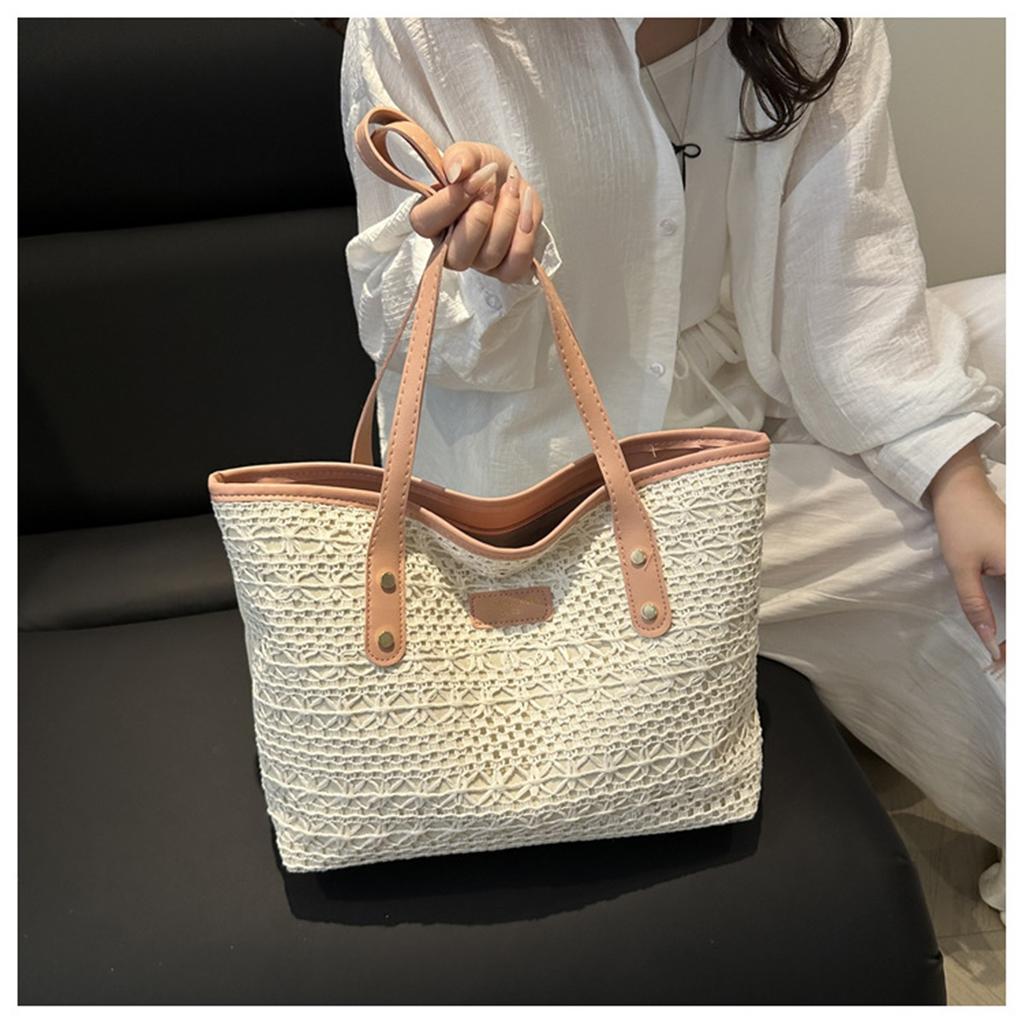 Свежий темперамент Модный дизайн Океаническая цветовая блокировка Соломенная текстура Сумка на одно плечо подмышку Женская