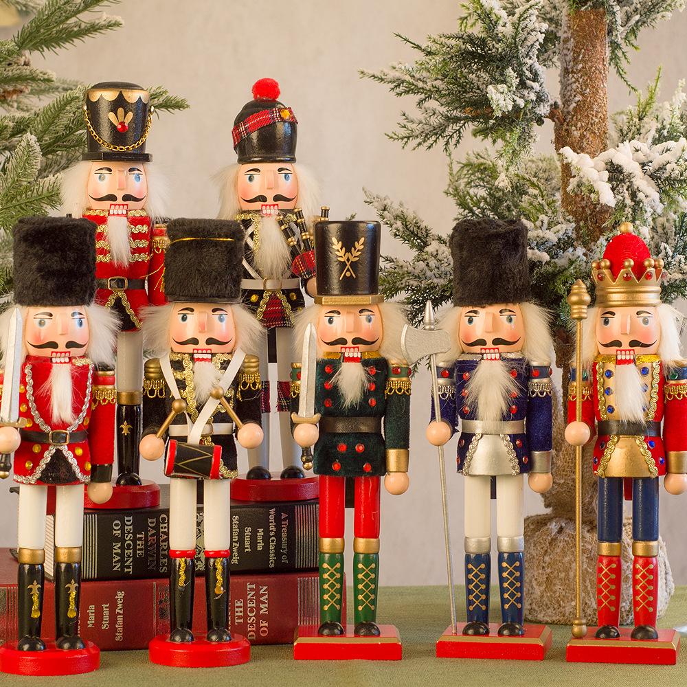 High Quality 30cm Wooden Christmas Nutcracker Soldier Ornament, Durable Holiday Decoration, Christmas Tree Display Supplies