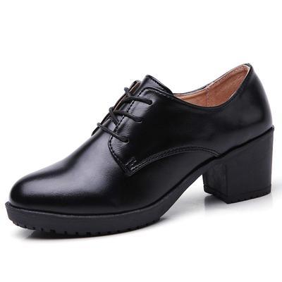 Genuine Grandpa [Nomioce] Женские оксфорды, Кожа, Школьная/рабочая обувь, Туфли на шнуровке, Туфли, Каблуки, Повседневные, Женские, Черные, 25,0 см