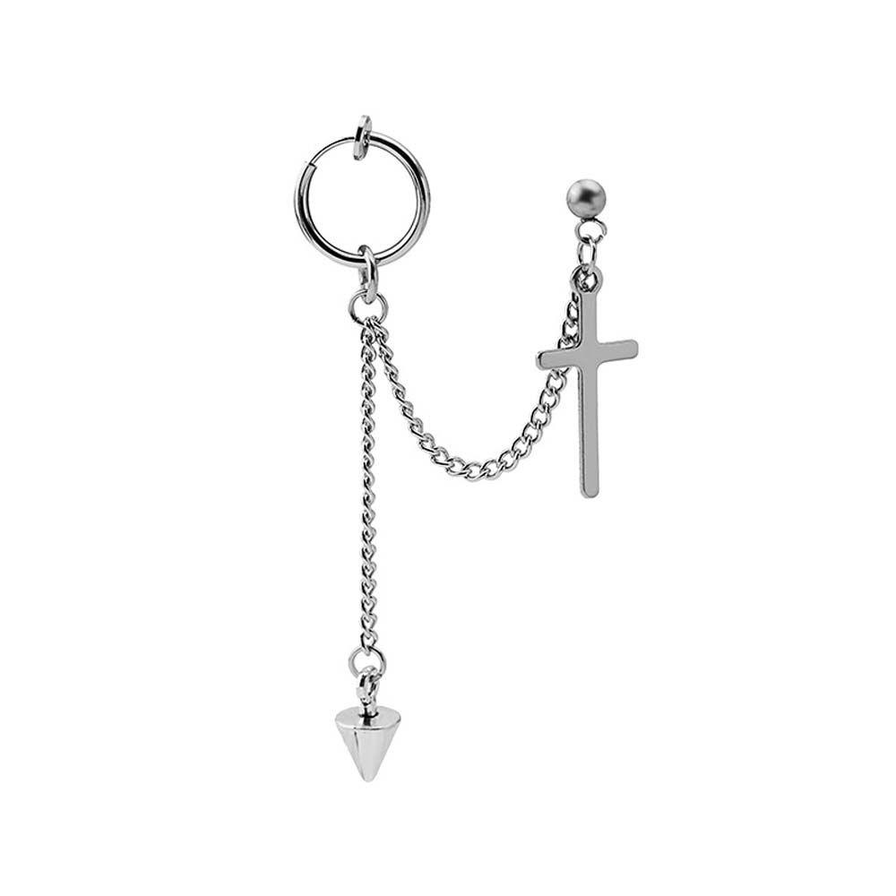 Chain Tassel Cross Pendant Fashion Jewelry Women Dangle Earring Cross Clip Earring Stud Earring