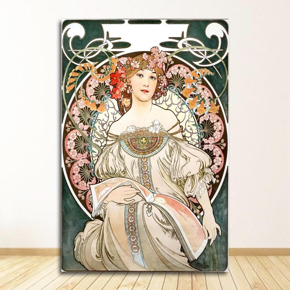 Винтажный декор комнаты тканевый настенный плакат с принтом шелковой ткани на заказ Альфонс Муха плакат холст плакат искусство украшение дома