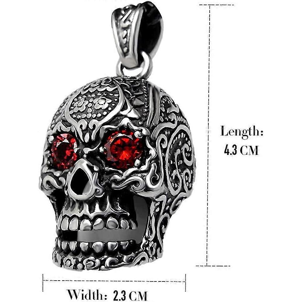 Gothic Hollow Pendant Necklace Eyes Ruby Stainless Steel Men's Acsergery Silver Gift