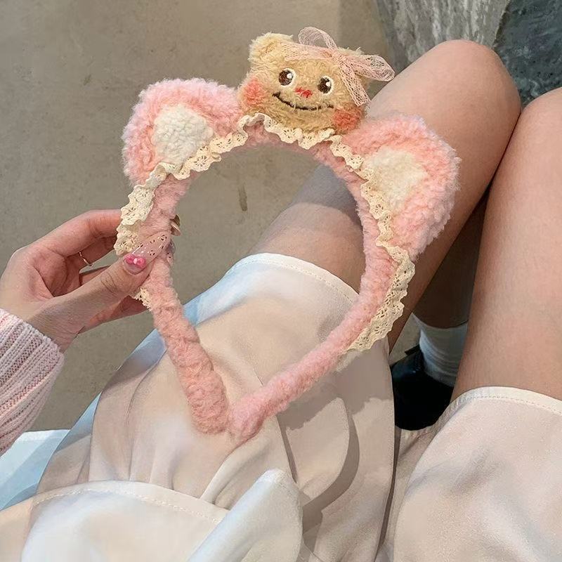 Мультяшная повязка на голову с Китти, новая плюшевая креативная повязка на голову на осень и зиму, пингвин, милая повязка для умывания лица, забавная повязка на голову, аксессуары для волос