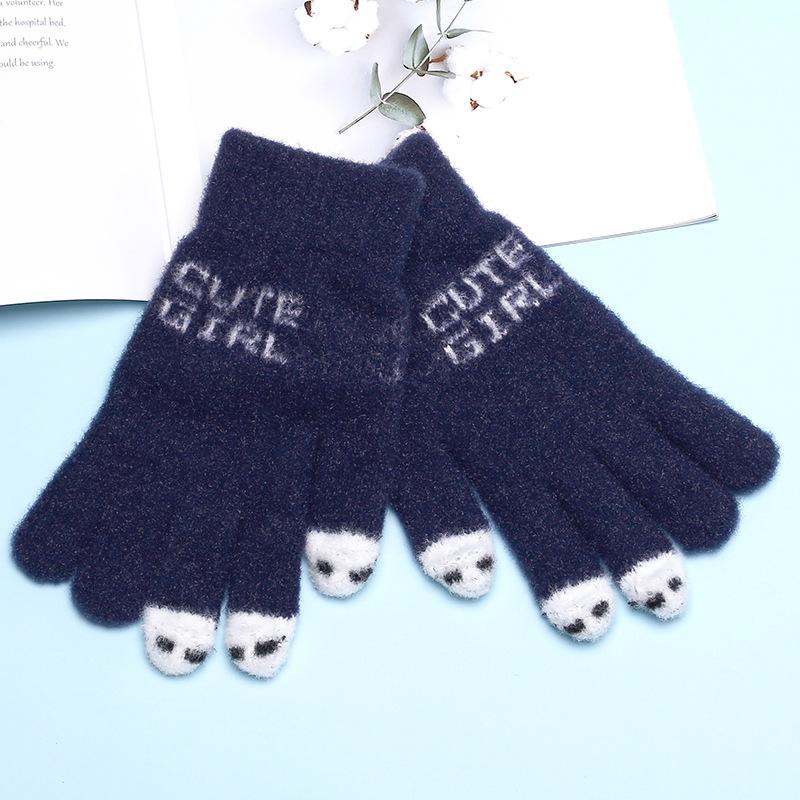 Перчатки без пальцев, теплые и защищающие от холода плюшевые вязаные, милые студенты осенью и зимой, кончики пяти пальцев