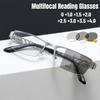 Metal Half Frame Pochromic Reading Glasses Business Multifocal Presbyopia Glasses for Men Quality Anti Blue Light Eyewear