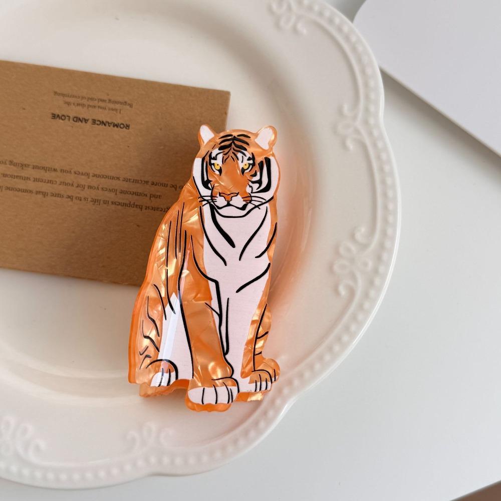 PC Tiger Hair Claw Acrylic Large Shark Clip Creative Animal Shaped Hair Clip Streetwear