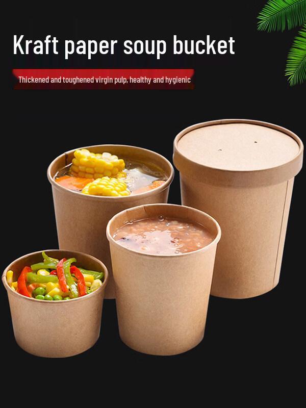 Disposable Kraft Paper Takeaway Food Container with Lid