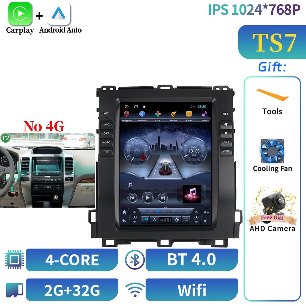 10.4"Для Prado 120 Lexus GX470 Для Toyota Land Cruiser 2002-2009 Android Навигация CarPlay Автомобильное радио Мультимедиа Экран Стерео