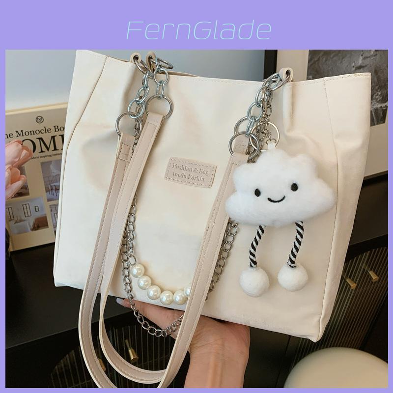 Stylish Large Capacity Student Tote Bag For Women In Trendy Street Style Available In Black Blue Pink And Cream