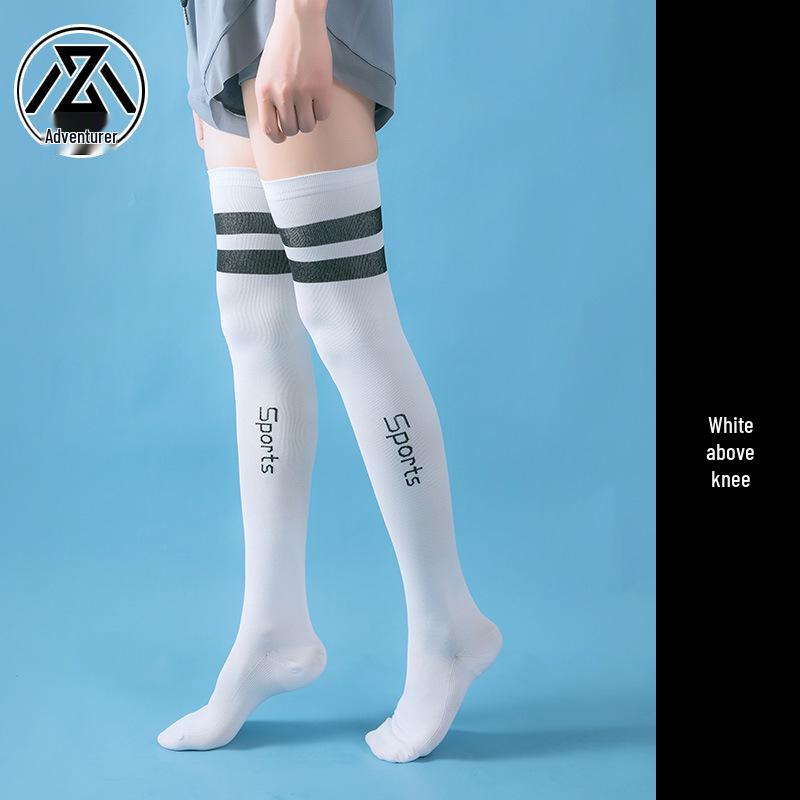 Компрессионные гольфы выше колена для йоги, аэробики и бега - стильный дизайн с двумя полосками