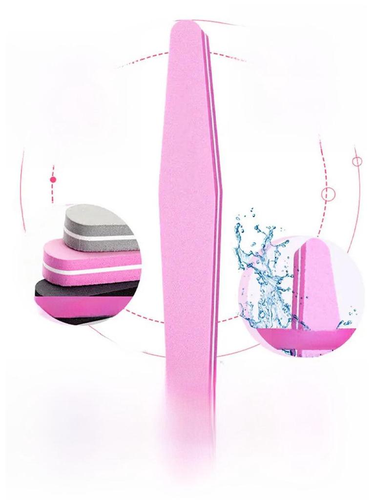 Dual-Sided Nail File: Cross-Border Sponge Rubbing Strips, Round High Elastic Cotton, 100/180 Mesh for Manicure & Nail Grinding.