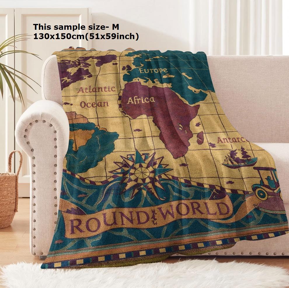 PC Blanket Vintage Map Antique treasure map Flannel Thin blankets for Home Office Funny gifts Perfect gifts four season use