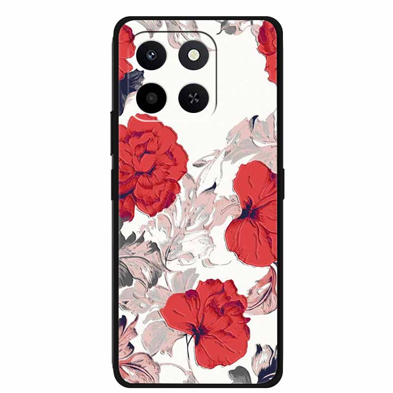 3D чехол для Honor X7d 5G Чехол X 7 d Coque 6.77" Тиснение Цветы Черный Силикон Мягкая задняя крышка Для Honor X7d 4G Чехлы Оболочка Funda