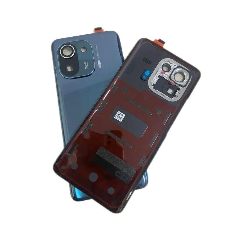 Задняя крышка для Xiaomi Mi 11 Pro, крышка батарейного отсека, стеклянный корпус задней двери с запасными частями для объектива камеры
