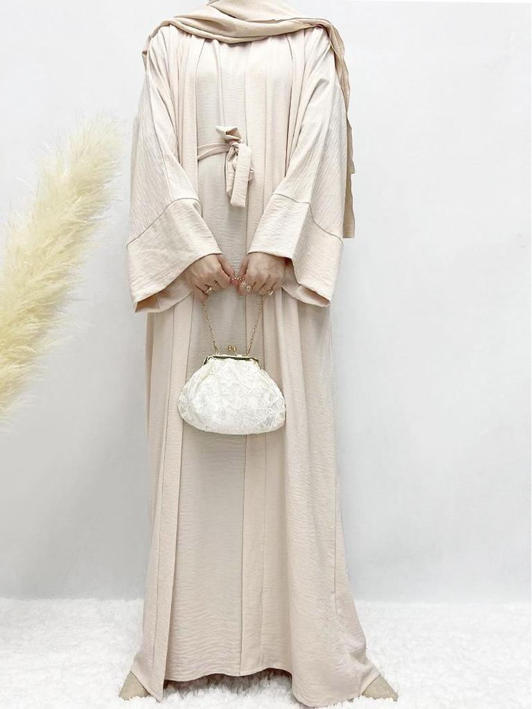 Middle Eastern Women's Solid Color Plus Size Multi-color Turkish 2-Piece Robe & Dress Set