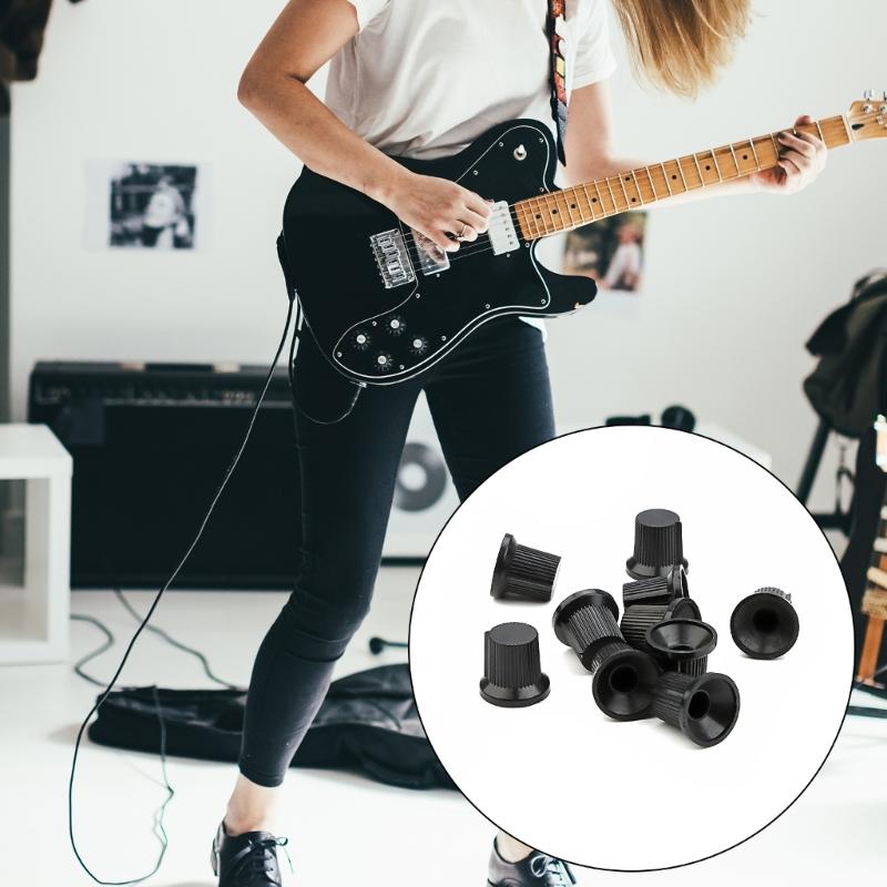 10 шт. Ручка управления потенциометром 6 мм Рифленое отверстие вала Ручка усилителя Пластиковые ручки для электрогитары Легко установить