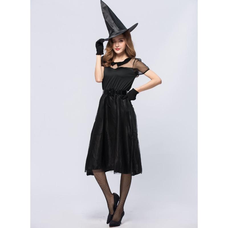 Halloween New Black Veil Witch Costume, Witch Costume, Temperament Witch Night Ghost Game Costume