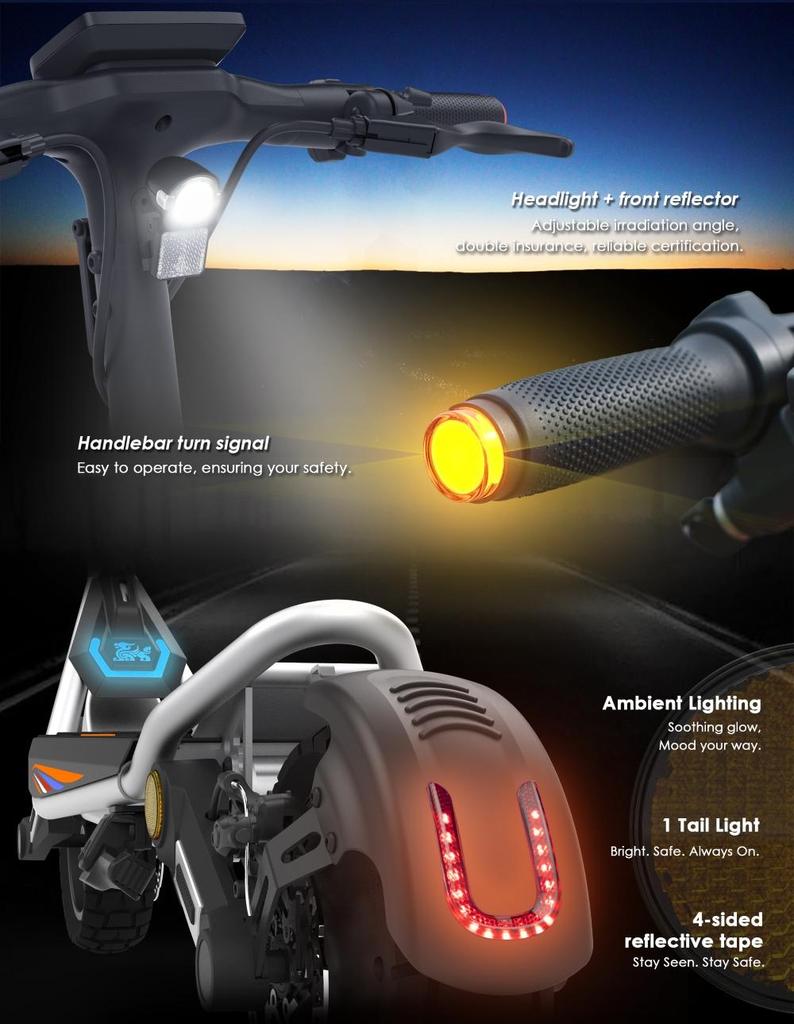 Foldable electric scooter Kukirin A1, 800W motor, 48V 13Ah battery, top speed 45km/h, cruising range 45km, 10-inch tires