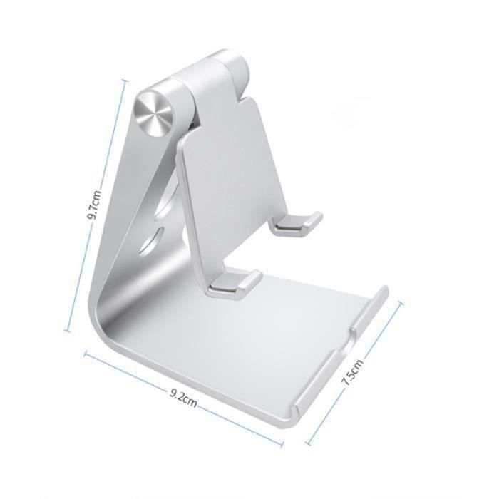 Support Multi-Angles Réglable en Alliage d’Aluminium, Support Téléphone Portable pour iPhone 7 Plus-6S-Samsung Galaxy Note 8 T0197C
